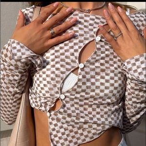 Diagonal Button Up Milk Chocolate Top